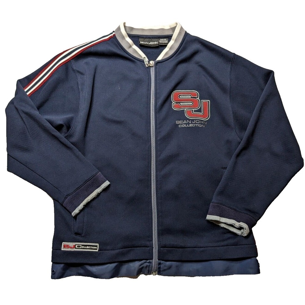 VTG SEAN JOHN COLLECTION Women‎ Medium Blue Big Chest SJ Logo Track Jacket